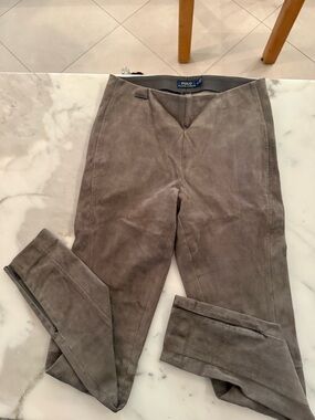 Polo by Ralph Lauren Women Gray Lamb Suede Pants